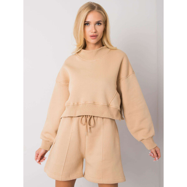 BASIC FEEL GOOD Béžová dámska crop mikina RV-BL-6992.69-camel 27628346