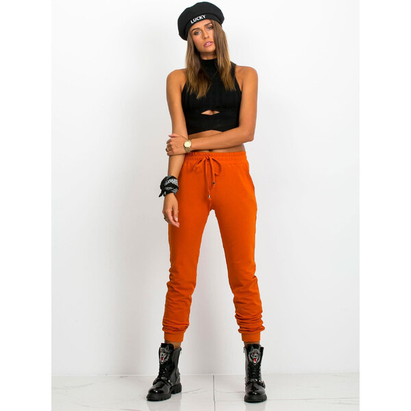 BASIC Dámske oranžové tepláky -RV-DR-5040.07X-orange 19307116