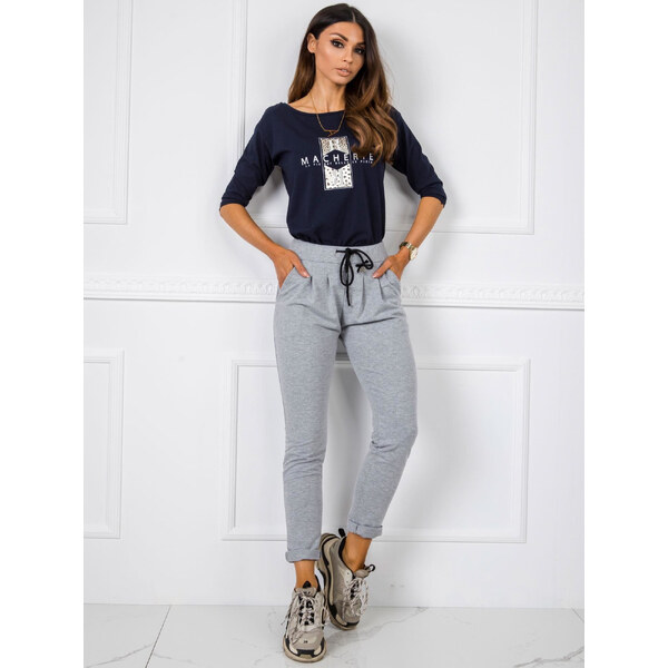 BASIC Dámske šedé tepláky -TP-DR-5477.88-gray 19307227