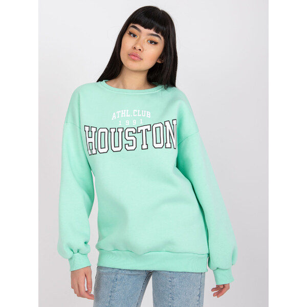 BASIC Mintová mikina s nápisom Houston EM-BL-617-H.21X-mint 29937157