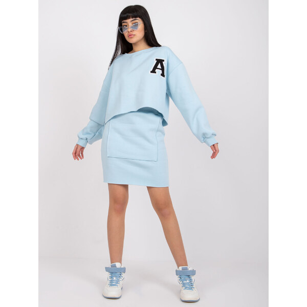 BASIC Svetlomodrý komplet mikiny a sukne Brixen s nášivkou A EM-KMPL 30162214