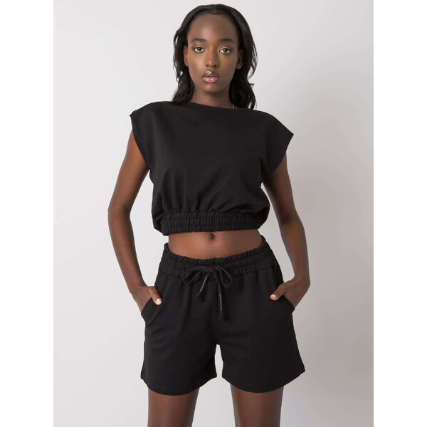 RUE PARIS Čierna dámska krátka súprava topu a šortiek HG-KMPL-5447.14X 57947959