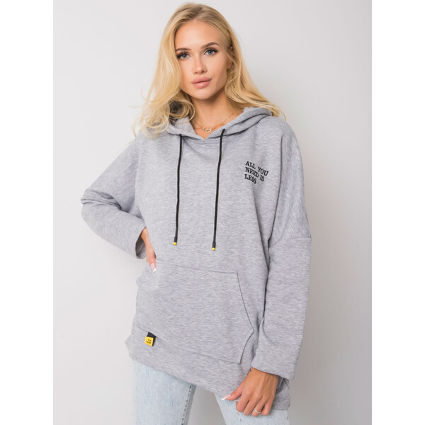 RELEVANCE Svetlo šedá mikina s výšivkou All You Need Is Less RV-BL 57948241