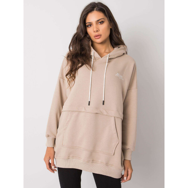 RELEVANCE Béžová dámska mikina s vreckom RV-BL-7095.30P-beige 57948249