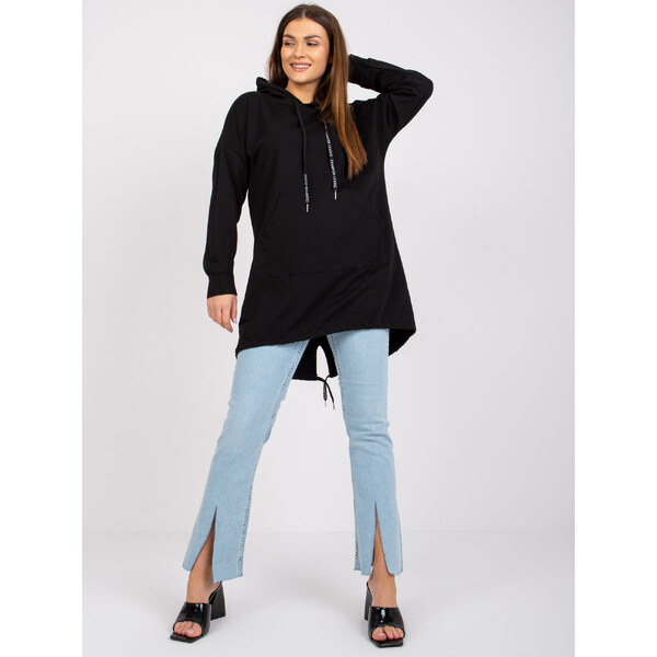 ITALY MODA Čierna dlhšia mikina Sophie s potlačou na chrbte -DHJ-BL 57949378