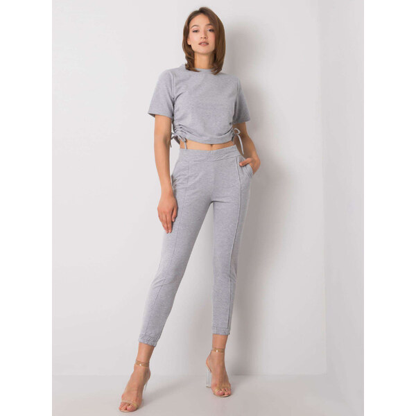 RUE PARIS Sivá dámska tepláková súprava trička a teplákov 123-KMPL 66149154