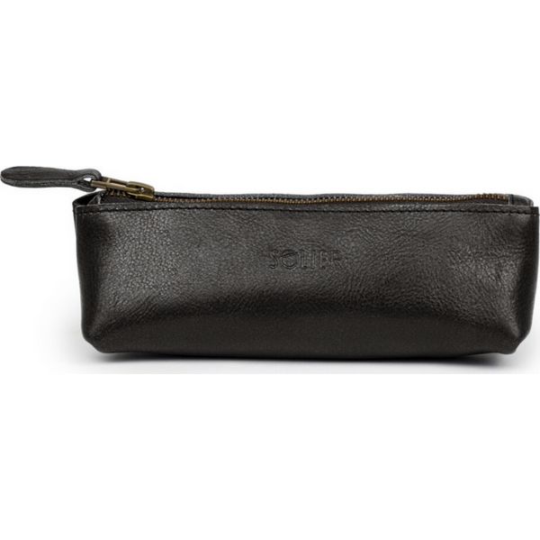 Elegantné čierne kožené púzdro na ceruzky SOLIER SA51 BLACK GENUINE 63233209