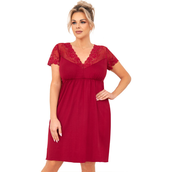 Nočná košeľa Livia Plus Burgundy - Donna 63016254