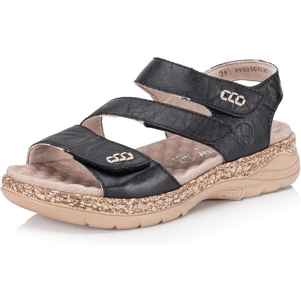 Dámske sandále RIEKER V2202-00 čierna S5 63022836