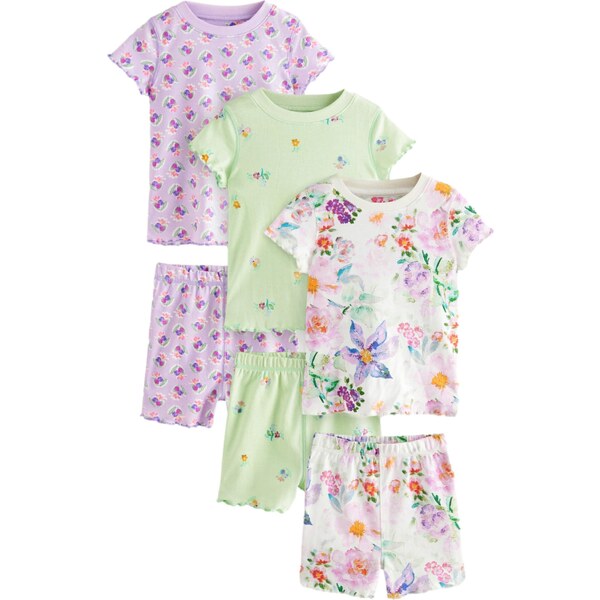 Next Pyžamo svetlozelená / fialová / broskyňová / biela 63067604