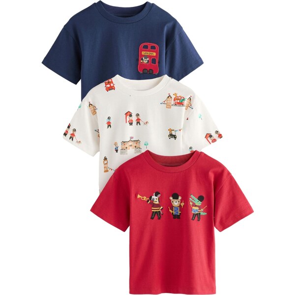 Next Tričko tmavomodrá / svetlohnedá / červená / biela 63067609