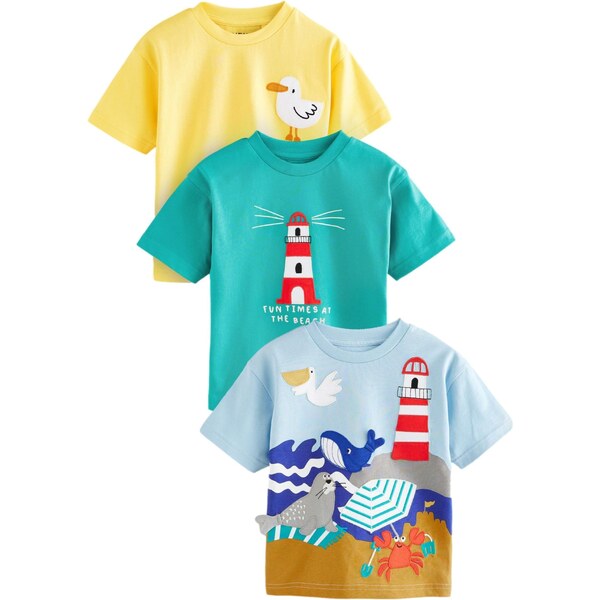 Next Tričko modrozelená / svetlomodrá / tmavožltá / červená 63067608