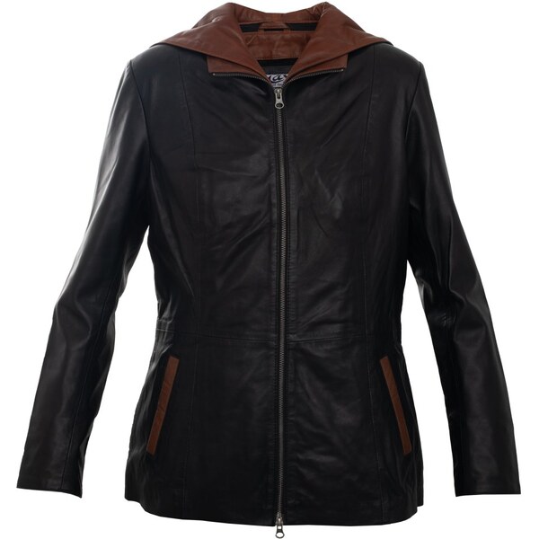 MAX Dámska kožená bunda Julia čierna/koňak 65431348