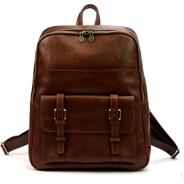 FLORENCE Kožený batoh UNISEX Adrian tm. hnedý 63032141