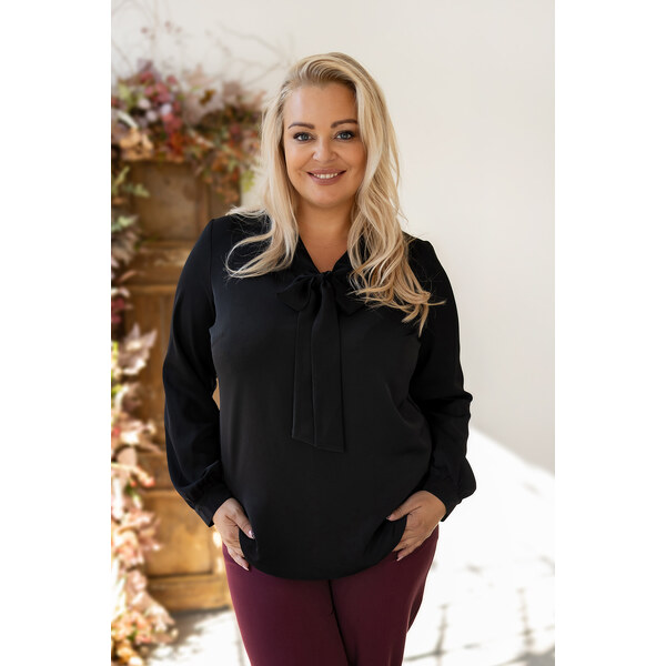 Elegantná blúzka s mašľou čierna 63884902