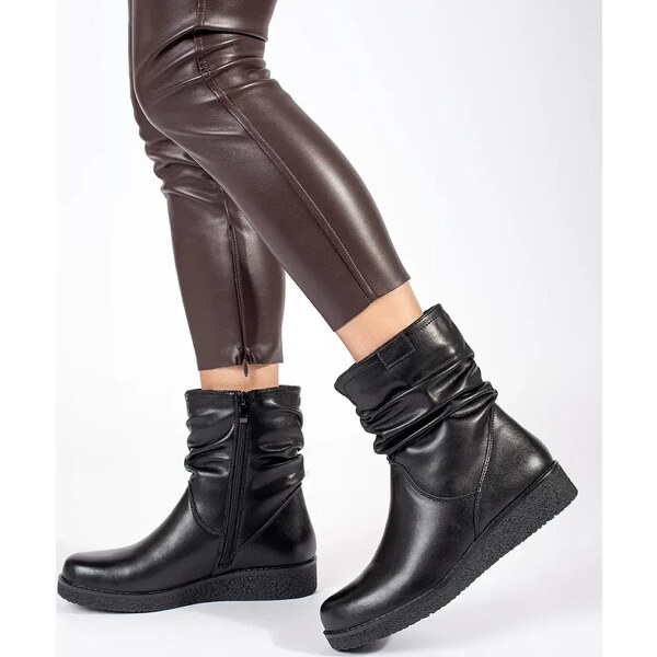 BASIC Čierne kožené dámske topánky na nízkom kline Sergio Leone, 58321685