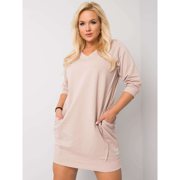 RELEVANCE Béžové mini šaty s vreckami Karissa RV-SK-6847.59P-beige 57948193