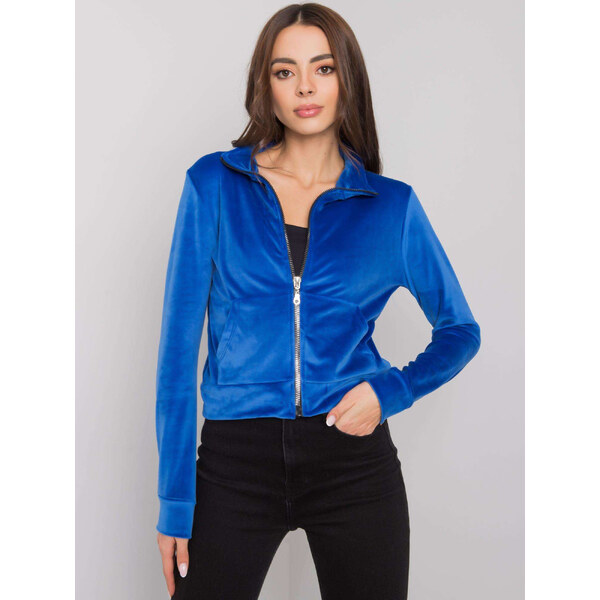 RUE PARIS Modrá velúrová mikina Charlie -RV-BL-7303.98P-blue 57948707