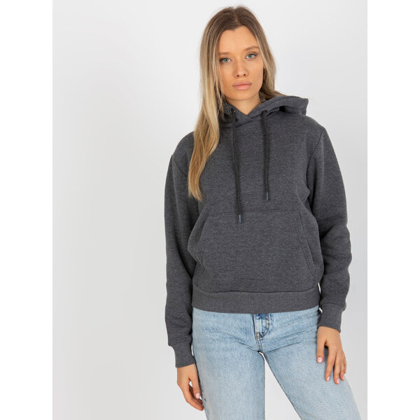 RUE PARIS Tmavosivá dámska mikina s kapucňou CT-BL-F-621124.98P-dark 57952634