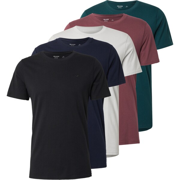 HOLLISTER Tričko tmavomodrá / smaragdová / pastelovo červená / čierna 63067443