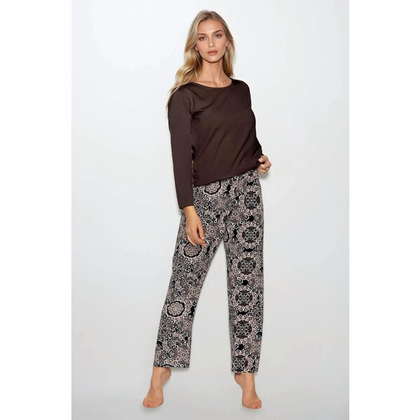 Momenti Per Me Luxusné elegantné dámske pyžamo Boho Cafe, Farba hnedá 63035457