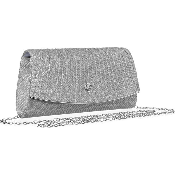 Strieborná brokátová listová kabelka na retiazke – Rovicky 63040276