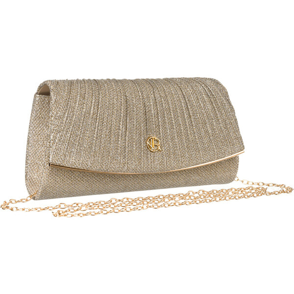 Zlatá brokátová dámska listová kabelka s retiazkou – Rovicky 63040274