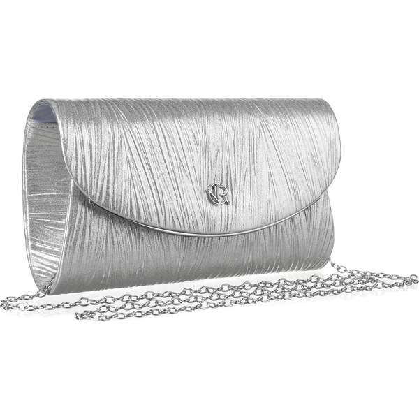 Strieborná dámska listová kabelka z eko kože s jemnou štruktúrou – 63040282