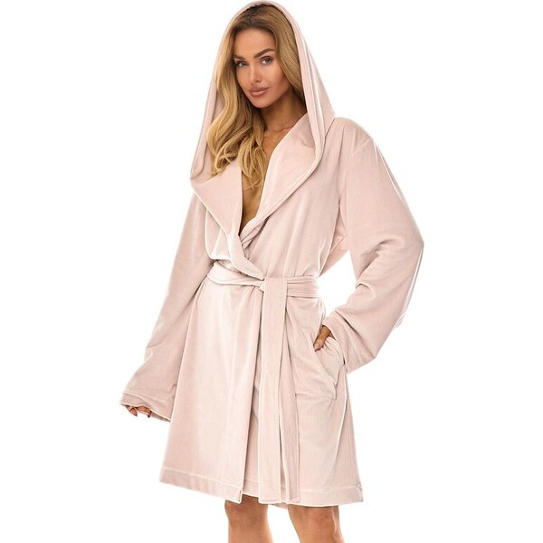 L&L Dámsky župan Luna béžový vrúbkovaný 63208866