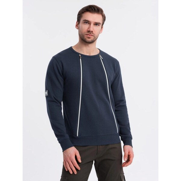 Ombre Clothing Nadčasová tmavomodrá mikina s ozdobnými zipsami V3 SSNZ 63047930