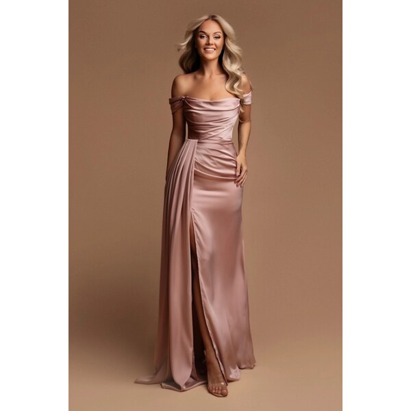 miadresses.sk Staroružové priliehavé šaty spustené na ramená 63053318