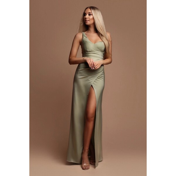 miadresses.sk Zelené priliehavé šaty s rozparkom 63053319