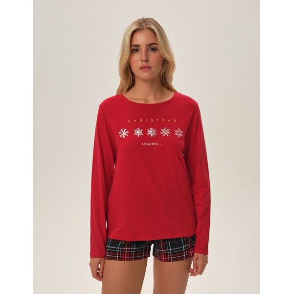 Henderson Ladies Dámske vianočné pyžamo Feli 41898-33X červené, Farba 63053646