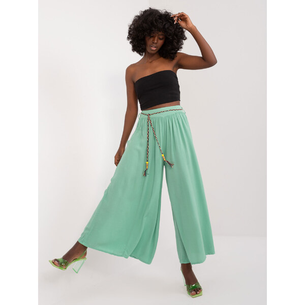 BASIC Pistáciové ľahké voľné nohavice TW-SP-BI-81733.14-pistachio 52672326