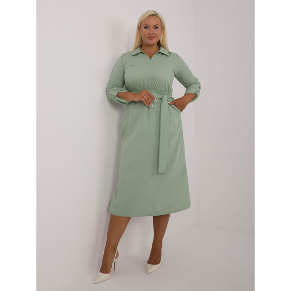 BASIC Svetlozelené bavlnené plus size šaty LK-SK-509675.88-green 57070555