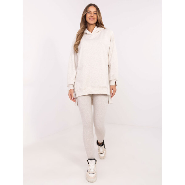 BASIC Béžová melanž dámska súprava s rebrovanými legínami EM-KMPL-858 61718233