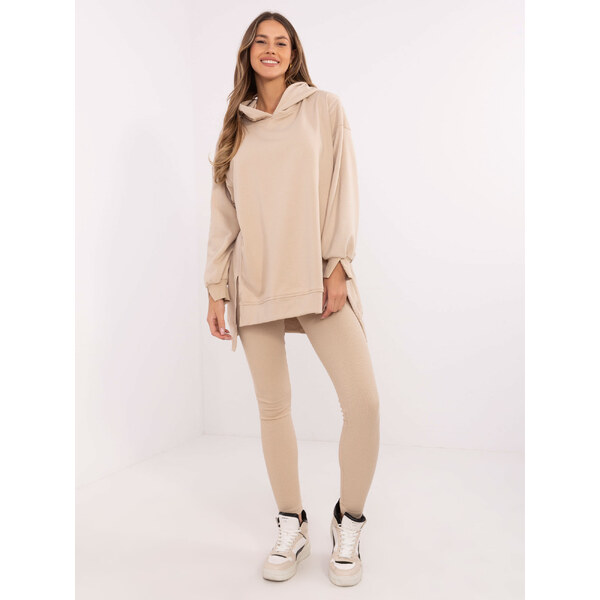 BASIC Béžová dámska súprava s rebrovanými legínami EM-KMPL-858.79P 61718238