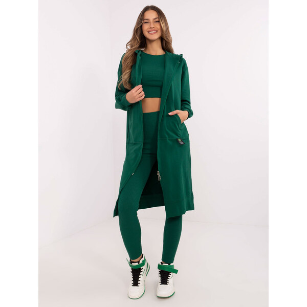 BASIC Tmavozelená dámska trojdielna súprava s mikinou na zips EM-KMPL 61718243