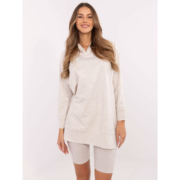 BASIC Béžový melanž dámsky športový set s dlhou mikinou EM-KMPL-829.70 61754682