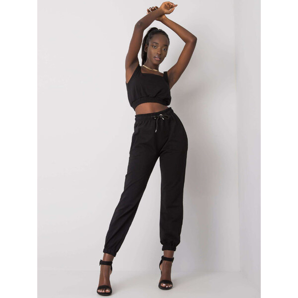 BASIC Čierna dámska súprava topu a teplákov EM-KMPL-600.14X-black 25543883