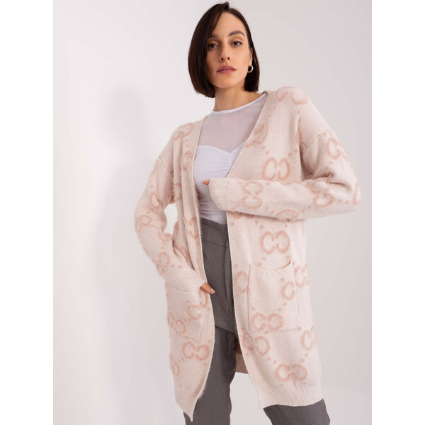 ITALY MODA Svetloružový kardigán so vzorom AT-SW-23401-A.86-light pink 57953798