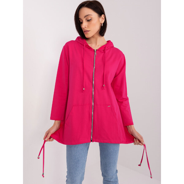 RELEVANCE Tmavoružová dlhšia mikina na zips s kapucňou RV-BL-9022.72P 57953801