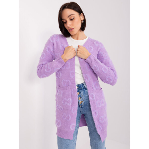 ITALY MODA Fialový kardigán so vzorom AT-SW-234502.38X-viollet 57953816