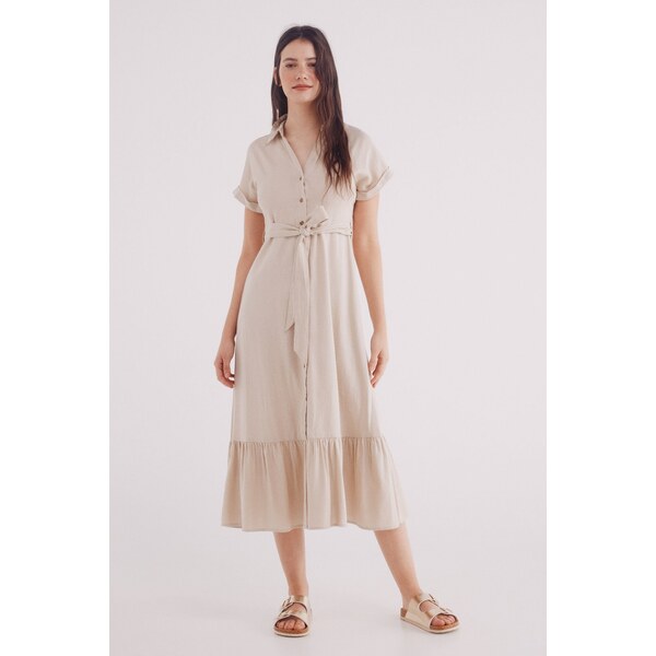 SPRINGFIELD Midi košeľové šaty s opaskom 63062636