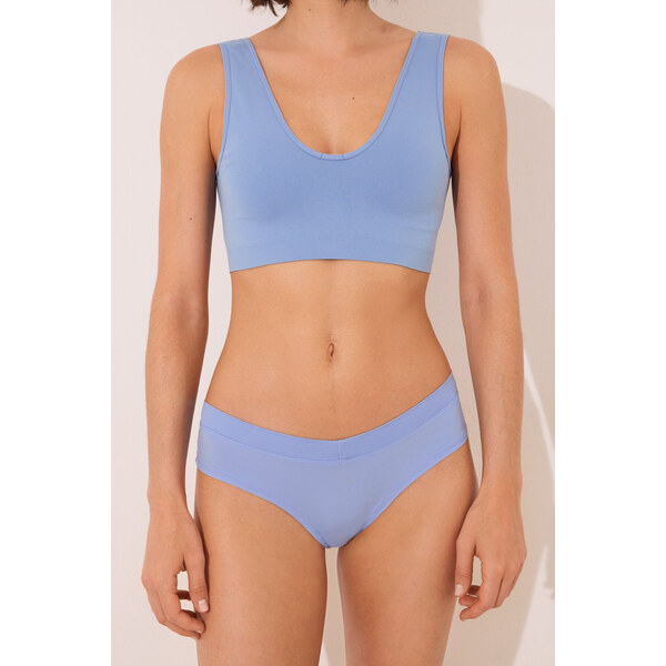 womensecret Široké modré brazílske nohavičky s riasením na zadnej 63062776