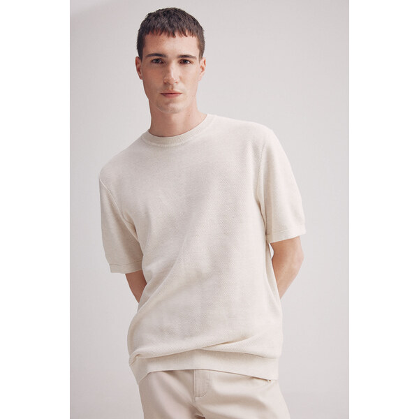 SPRINGFIELD Pánske texturované tričko s krátkym rukávom 63062809