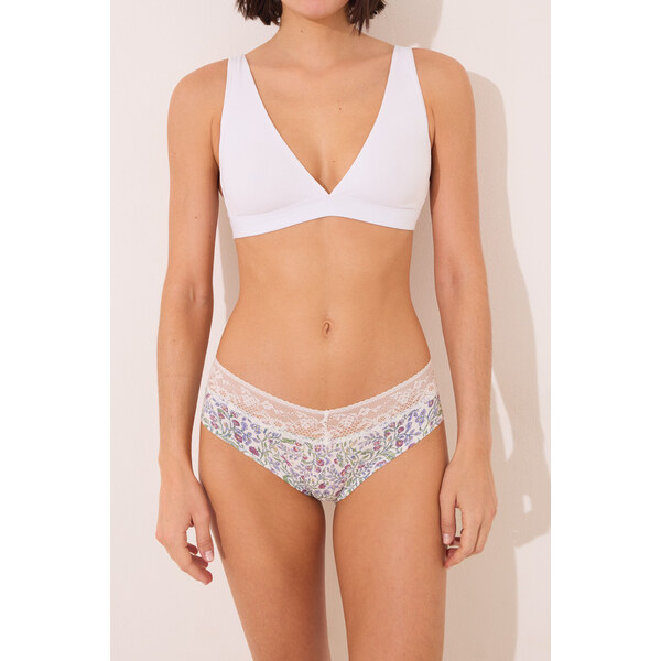 womensecret Široké biele bavlnené nohavičky 63062834