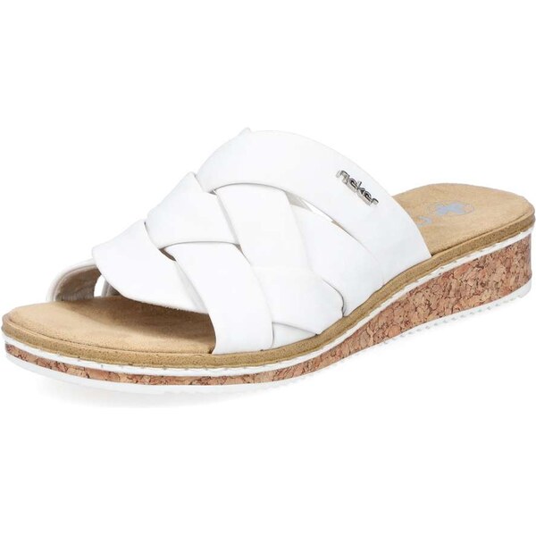 Dámske šľapky RIEKER V3608-80 biela S5 63064155