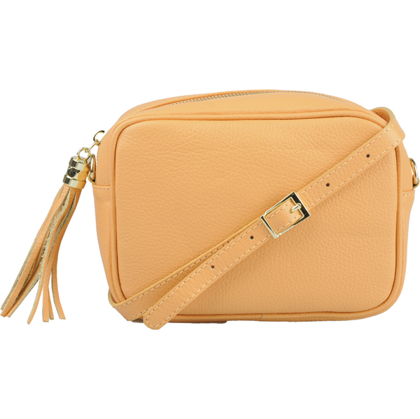 Oranžová kožená talianska crossbody kabelka Bala Apricot NovaKabelka 63069415