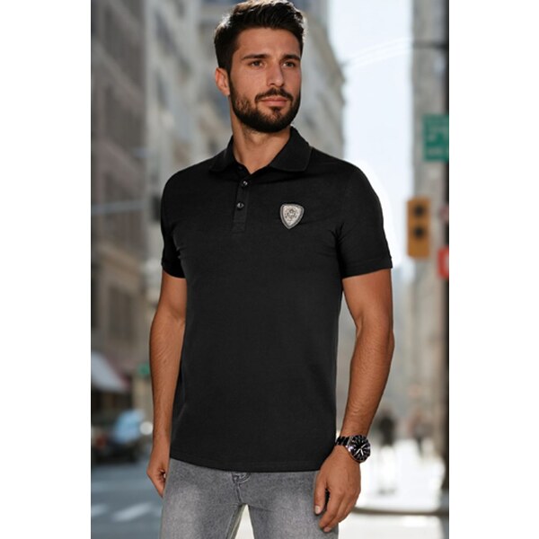 Dstreet Pánska čierna polokošeľa s výrazným logom 63072195